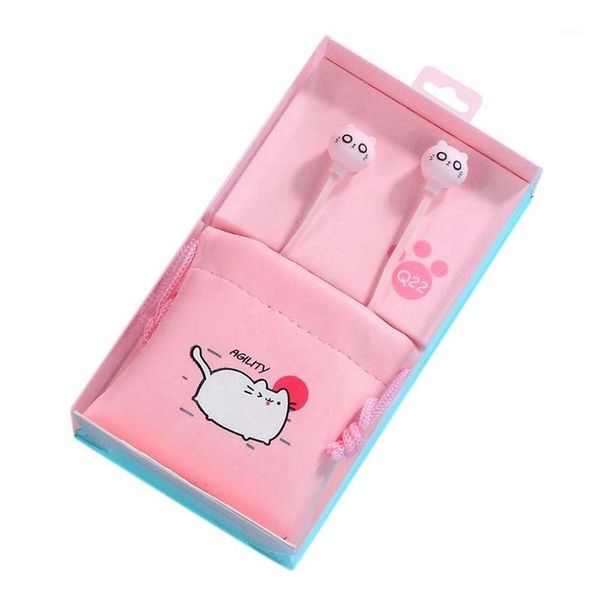 

cute cat wired earphone with mic stereo earbuds with earphone case for mobile phone(pink)1