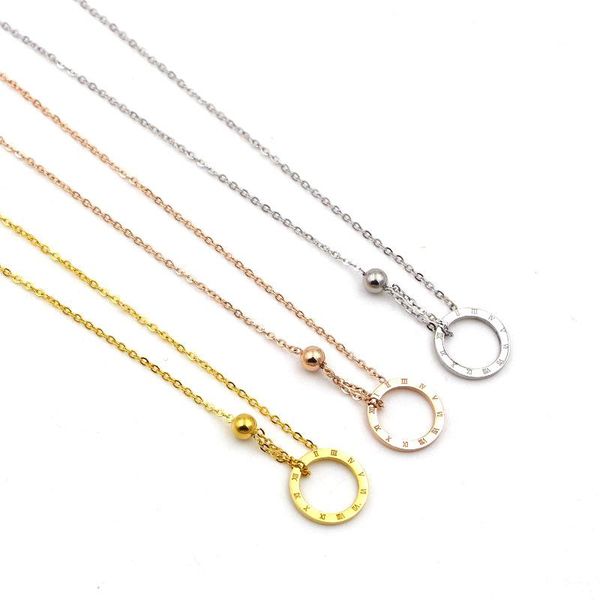 

fashion necklace stainless steel necklace roman numerals hollow out pendant necklaces for women, Silver