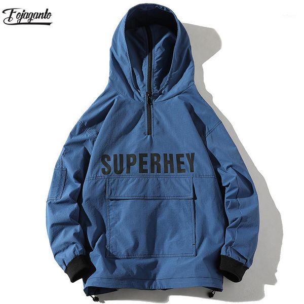 

fojaganto autumn men jackets men's casual fashion new jacket trend letter printing style pocket hooded jackets male1, Black;brown