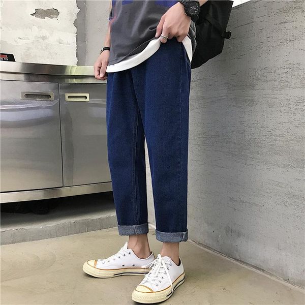 

summer 2020 cowboys light-colored denm jeans men's thin korean trendy brand loose students teenagers straight wide-leg pants, Blue