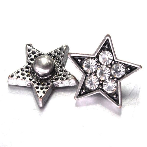 

6 colors 10pcs lot crystal five pointed star 12mm metal snaps button for women's bracelet metal snap earrings jewelry h jllwto
