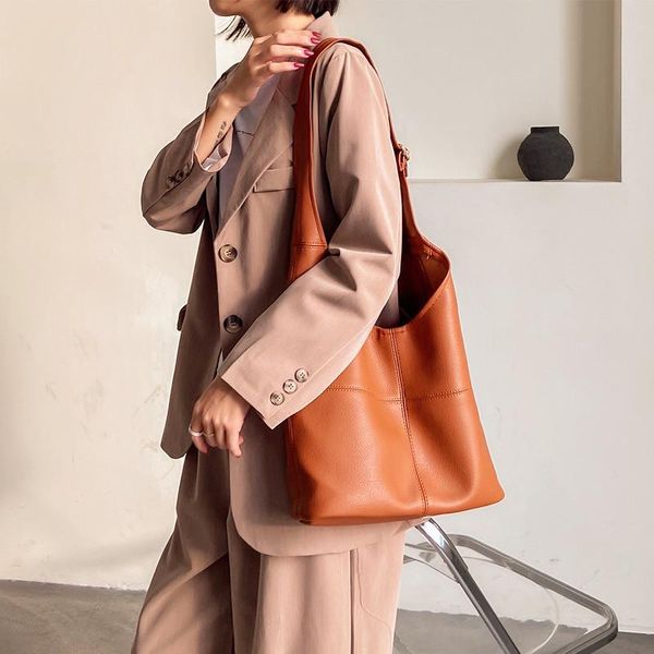 

vintage women shoulder bags large capacity pu leather female bucket handbags travel brand trending ladies hand bag big totes