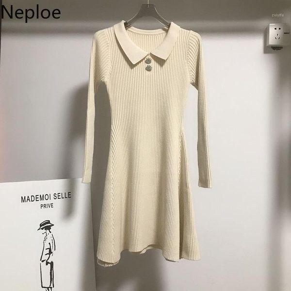 

neploe midi dresses women high waist slim ift knitted dress 2020 fall clothes robe ropa mujer korean chic elegant vestidos 4f5471, Black;gray