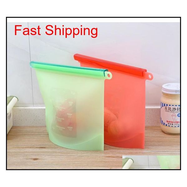 

1000ml food sile fresh bag reusable vacuum sealed er bag slide lock snacks/sandwiches/meat marinades storage qylpbf bwkf