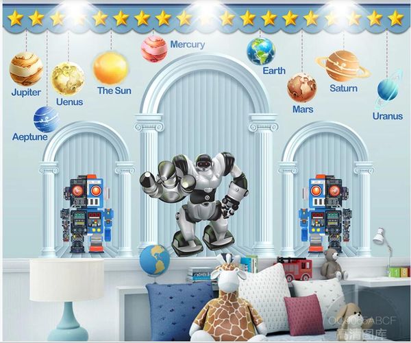 

wdbh 3d room wallpaper custom p robot universe planet children's room home decor 3d wall murals wallpaper for walls 3 d