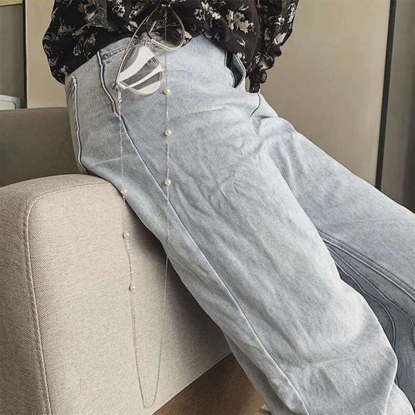 

water net star fresh sky fashion natural pearl glasses chain women's neckwear japanese and korean style sunglasses anti slip rope, White;black