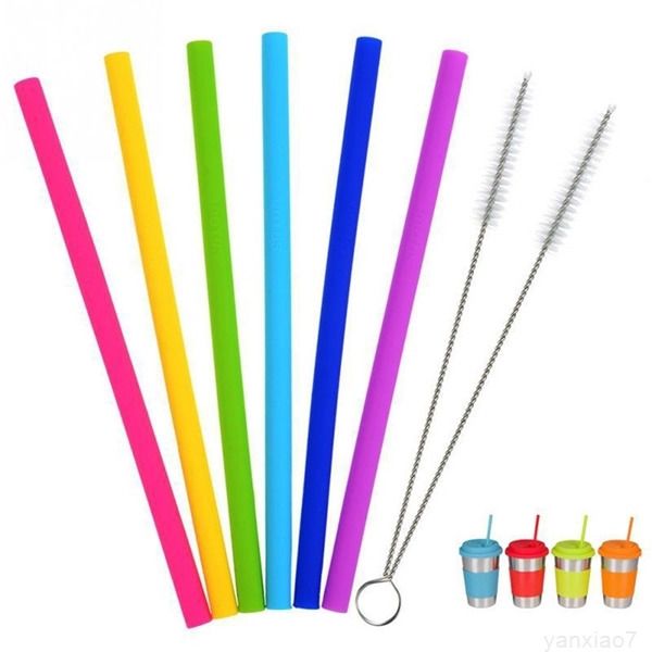 

colorful cups food grade 25cm silicone straight bent for bar home drinking straws dhl a05