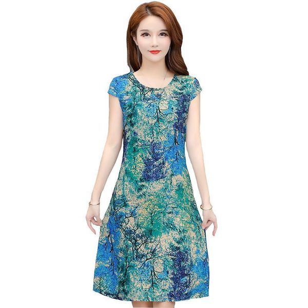 

vintage summer dress plus size dresses vestido print natural regular short sleeve o-neck straight casual cotton women, Black;gray