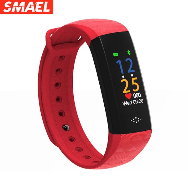 

smael smart electronic watch android ios bluetooth exercise meter step heart rate and blood pressure monitoring smart meter, Slivery;brown