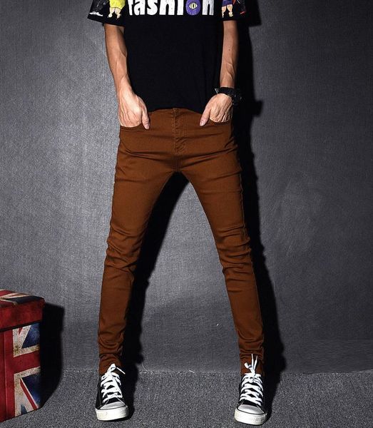 

2020 new candy light pants elastic youth jeans slim jeans ripped for men f001, Blue