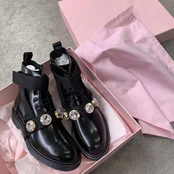 

boots crystal shoes woman platform brange zapatos de mujer round toe botas ankle lace up ladies, Black