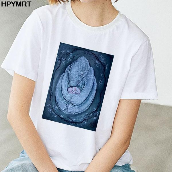 

2020 new t shirt women beautiful pattern printed tees harajuku fashion tshirt fit all season white t-shirt female clothing