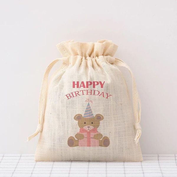 

50pcs personalized happy birthday baby shower favor gifts bags drawstring bag cotton candy bags custom name date party decoratio1