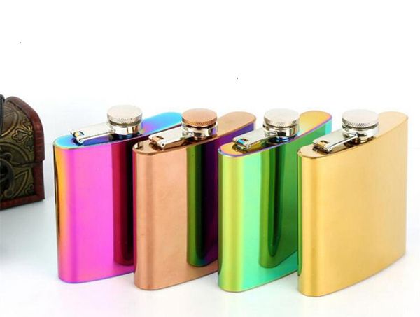 

rainbow flask steel hip plating colored stainless 6oz creative electroplate whisky flagon portable wine jug 4 colors