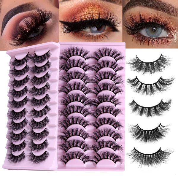

reusable hand made 3d mink fake eyelashes extensions soft light thick curly false lashes natural long crisscross easy to wear 10 models dhl