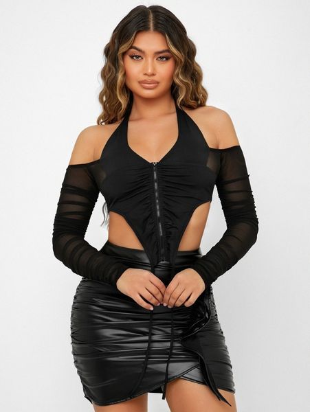 

zipper placket asymmetric hem n4uo#, White