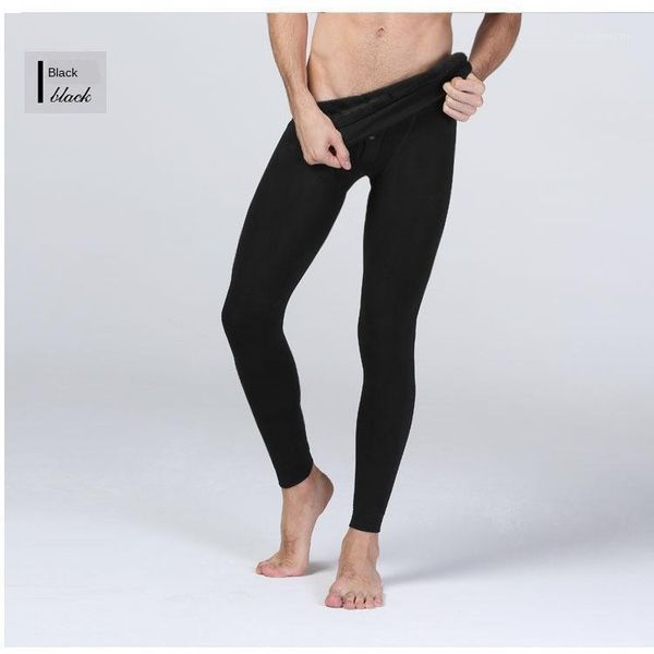 

men's thermal underwear factory wholesale 400g winter men's plush leggings, colorful cotton one-piece pants seamless pants1, Black;white
