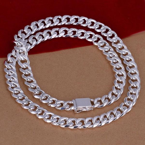 

silver color exquisite noble gorgeous charm fashion solid 10mm chain women men wedding necklace 20 inch silver jewelry n011 h sqcomf