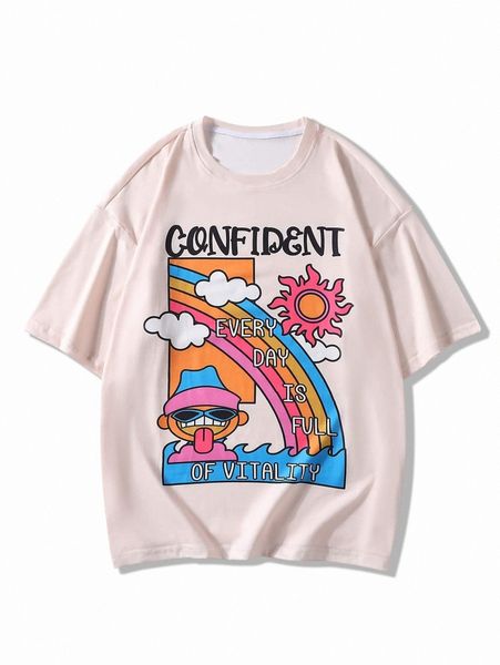 

men cartoon and slogan graphic tee 56co#, White;black