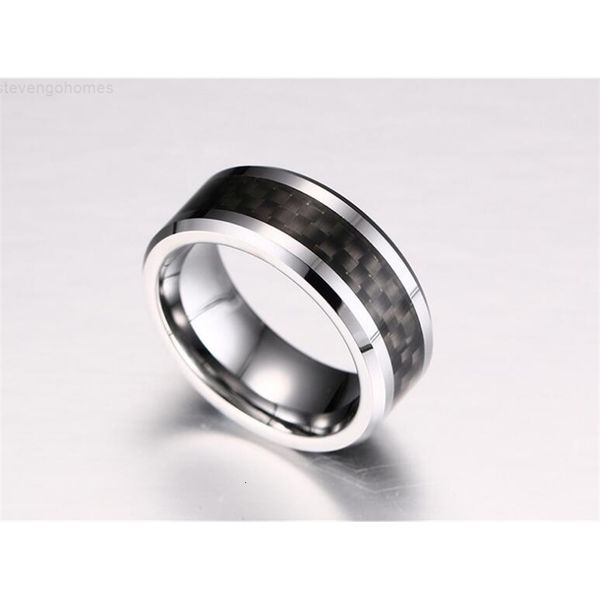 

factoryq3mrcarbon wholesales black mix fiber tungsten carbide sizes ring 8mm for men, Silver