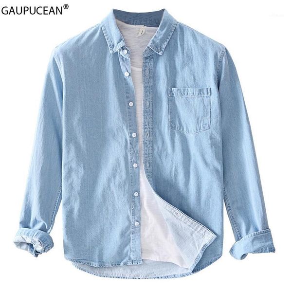 

100% cotton man denim shirt quality spring autumn long sleeve male solid fashion pocket blue men jean casual cowboy shirts1, White;black
