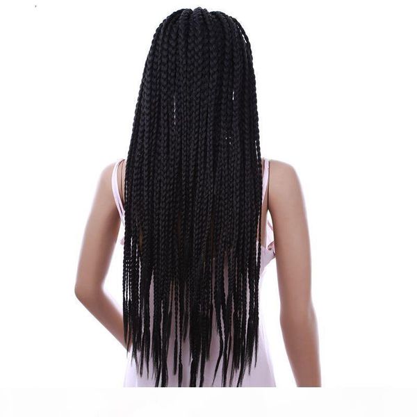 

braided lace front wigs black women synthetic natural black color high temperature fiber hair synthetic wig with baby hair, Black;brown