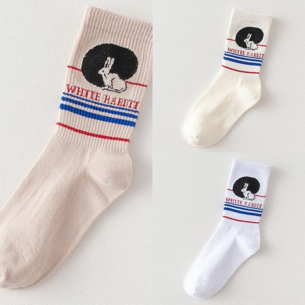 

vvfff ins street yuansuo wind in in cartoon trend skateing big white board socks board socksrabbitwind tube tube female socks xbrn8, Black