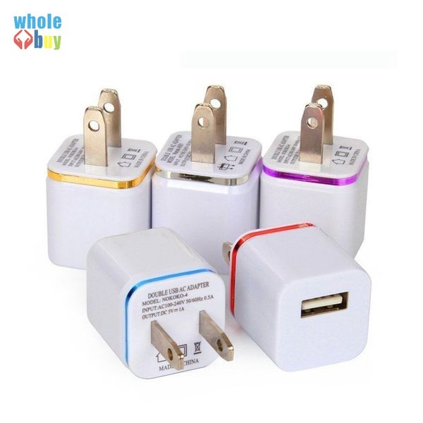 

100pcs/lot colorful 1a us plug ac power adapter home trave wall single port usb charger for iphone 4 5 6 plus for samsung htc