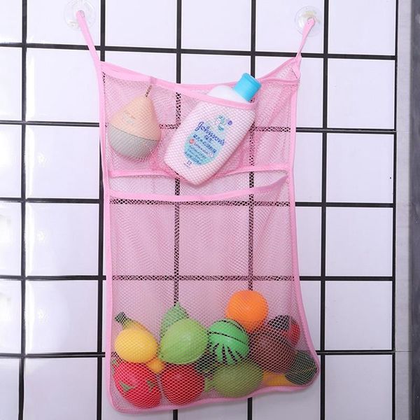 

baby mesh basket kids baby bath tub toy storage net folding hanging bag organiser for bathroom