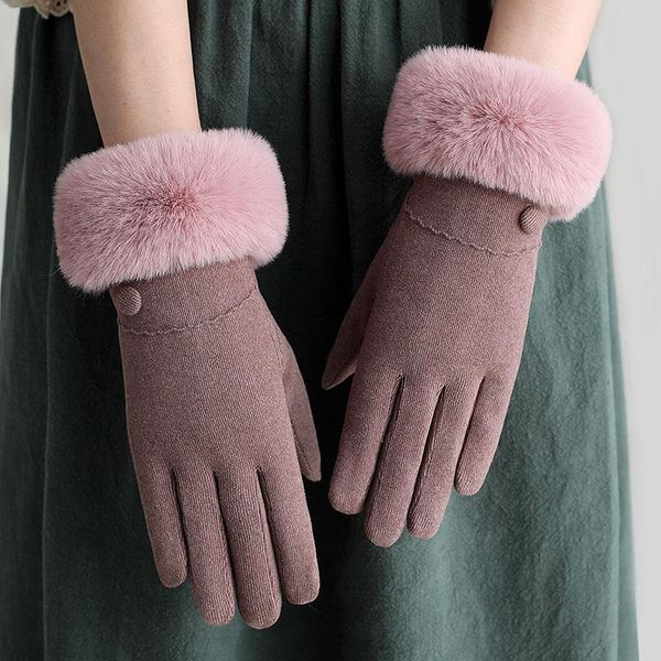 

women' touch screen motorcycle winter gloves thick fleece lining elasticity gloves for women cycling full fingers, Blue;gray