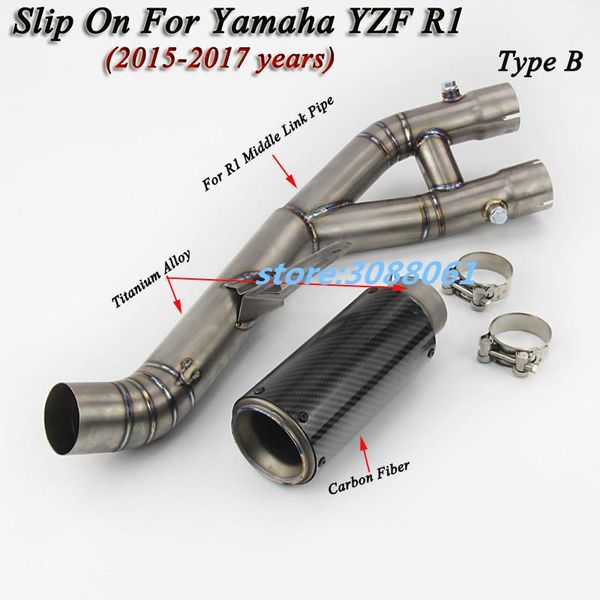 

titanium alloy full sysem motorcycle exhaust middle link pipe tube carbon fiber muffler slip on for r1 yzf 2020 2020