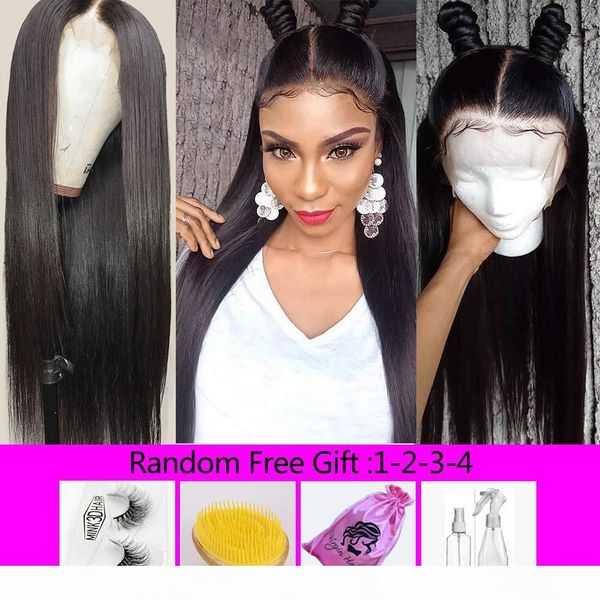 

brazilian virgin hair straight lace front human hair wigs pre plucked with baby hair natural hairstyles bleached knots lace front wigs, Black;brown