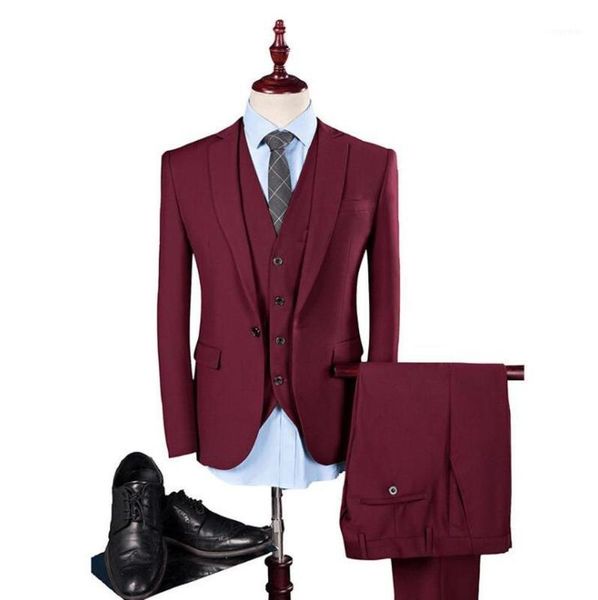 

mens suit solid color formal business one button 3-piece suit wedding slim fit multiple colors suits1, White;black