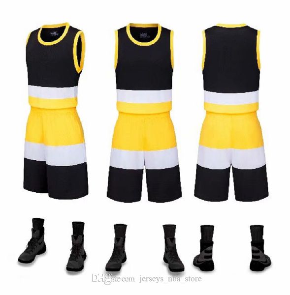 

men blank double-sided basketball team uniforms kits sports clothes tracksuits personality customized basketball sets with shorts 25-17, Black;red