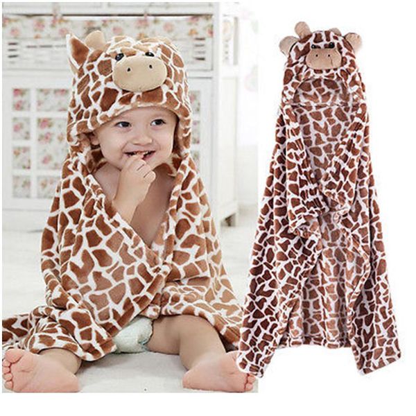 

100cm cute bear shaped baby hooded bathrobe soft infant newborn towel giraffe towel blanket baby bath towel cartoo wmtsby