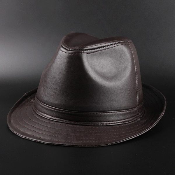 

wide brim hats retro genuine sheepskin leather men's feminino fedora hat for gentleman winter warm sombrero boho 20, Blue;gray