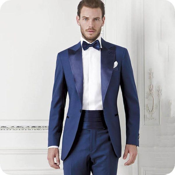 

men's suits & blazers italian style royal blue men for wedding groomsmen suit slim fit groom tuxedo terno masculino custom made costume, White;black