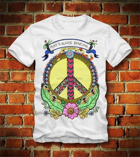 

peace is always beautiful walt whitman flower power hippiecartoon men new fashion sport hooded sweatshirt hoodie t shirt