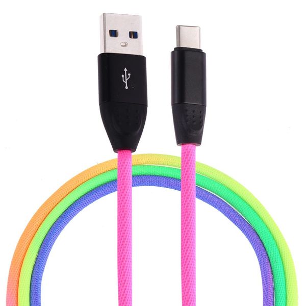

1m usb to usb-c type-c rainbow nylon data sync charging cable
