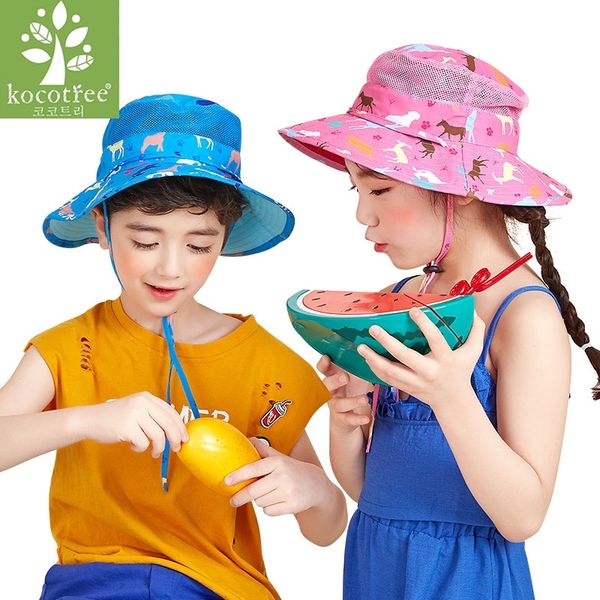 Nuova estate cappello da sole a tesa larga da spiaggia per bambini protezione UV protezione femminile con grande testa stile pieghevole moda bambini protezione solare Y200714