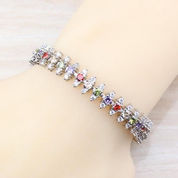 

silver color selling multicolor zircon link bracelet health fashion jewelry for women jewelry box b111, Black