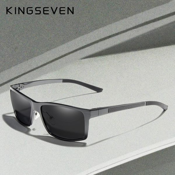 

KINGSEVEN New Design Aluminum Magnesium Sunglasses Men Polarized Square Driving Sun Glasses Male Eyewear Accessories For Men T200108