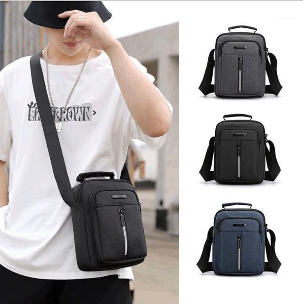 

men's bag waterproof nylon oxford cloth shoulder messenger bag vertical casual handbag mobile phone1