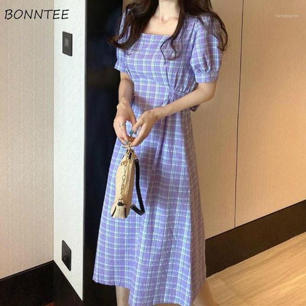

dress women orange fresh summer high waist retro plaid temperament tunic vacation female chic midi dresses trendy casual vintage1, Black;gray