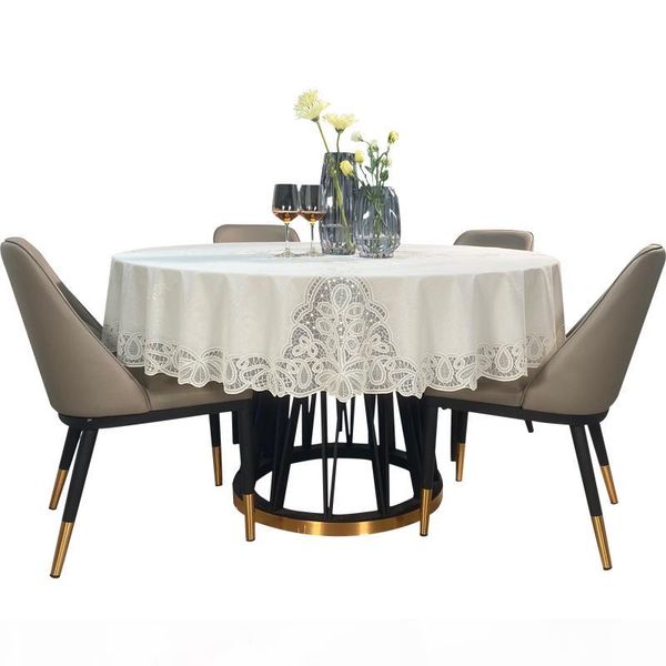 

japan style table cover waterproof round pvc lace white tablecloth large round luxury floral toalha de mesa home textile eb50zb