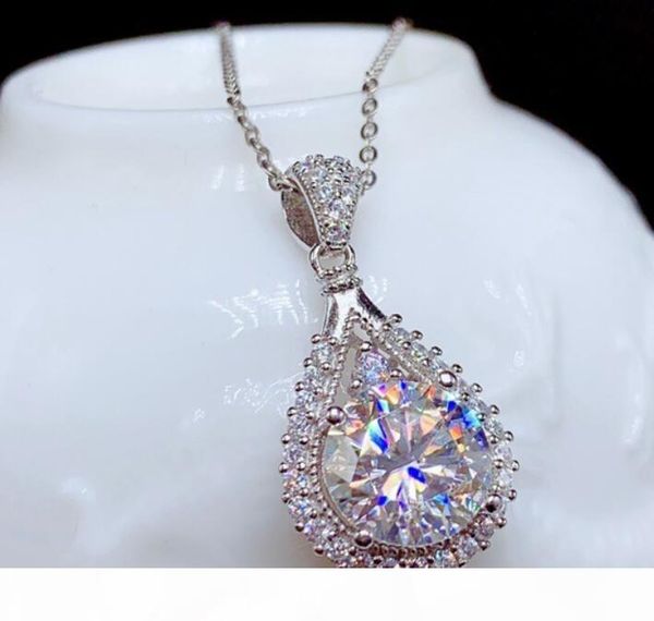 

sterling silver s925 1ct moissanite diamond necklace pendant silver chain wedding engagement women excellent cut hip hop punk gift