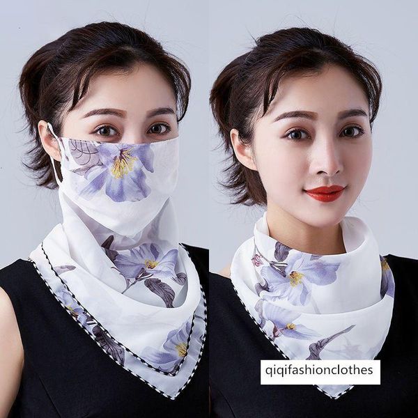 

popular mask breathable dustproof sunscreen printing chiffon neck mask big ice veil driving sunshade sunscreen silk lciue