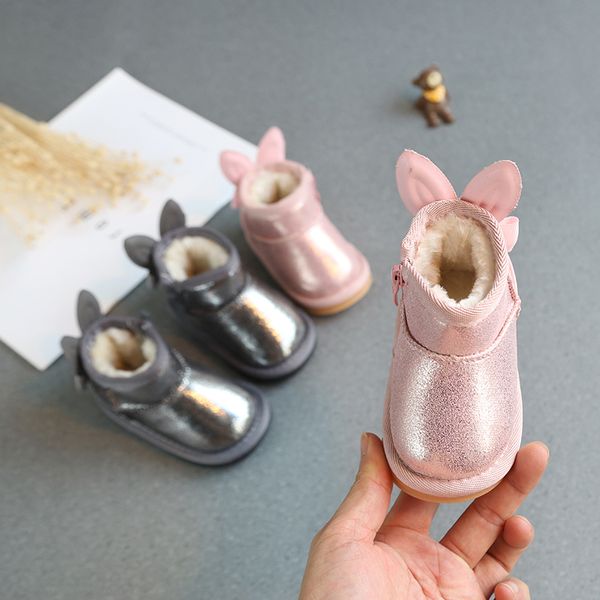 

bottom winter toddler baby cotton shoes warm soft new snow kids boots girls, Black;red