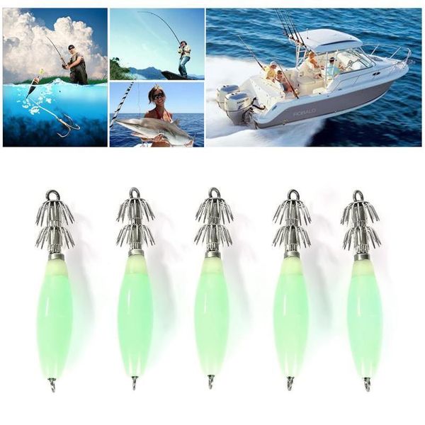 

5 pcs glow squid jigs hard body luminous hooks artificial bait fishing hooks fishing accessories supplies lures glow sqcytt