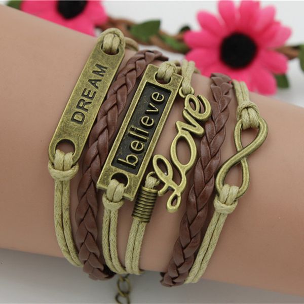 

factory2szmlove tree dream butterfly believe retro life multielements leather handmade charm multilayer bracelet mxi des